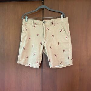 Men's Raw Yarn Industries Tan Shorts with flamingos